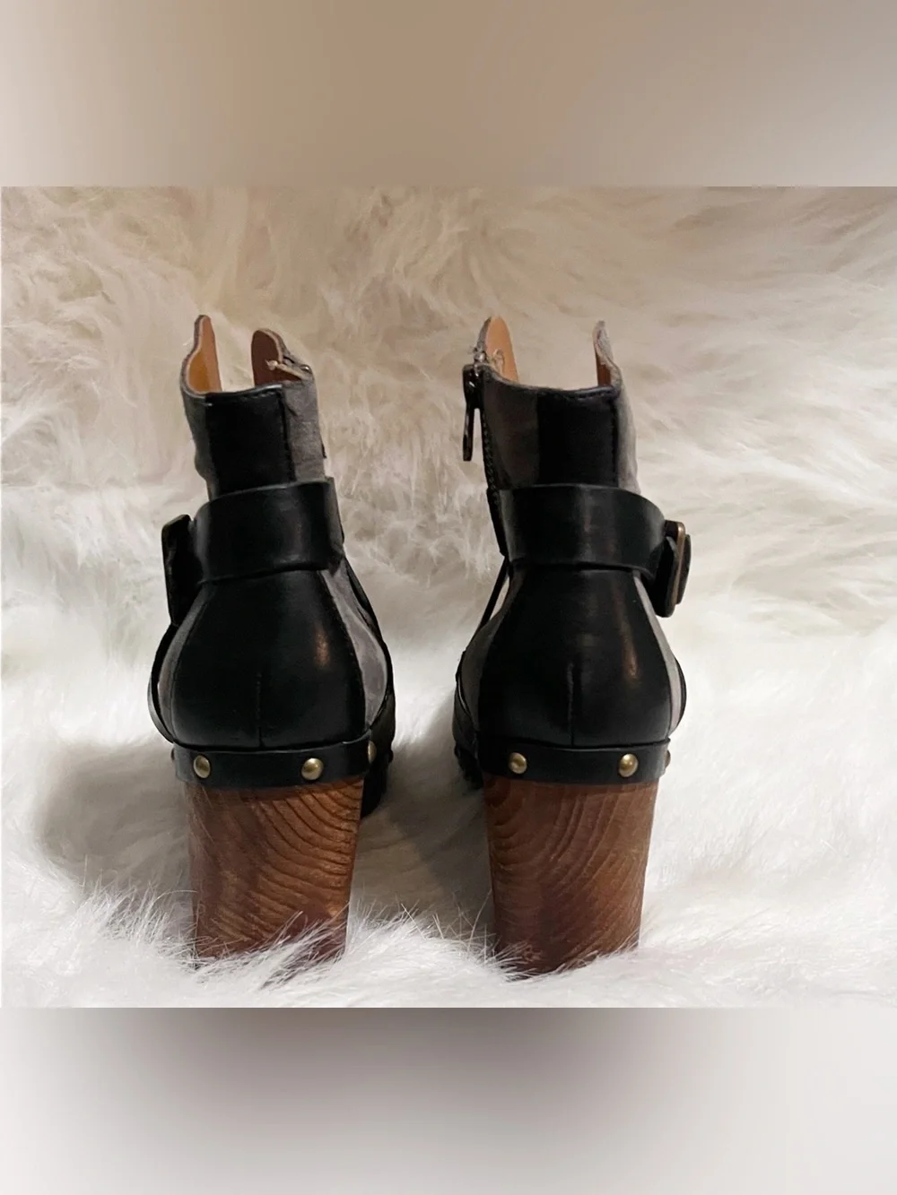 Kork Ease Razzoli Platform Suede/Leather Studded Clog Bootie Size 8.5